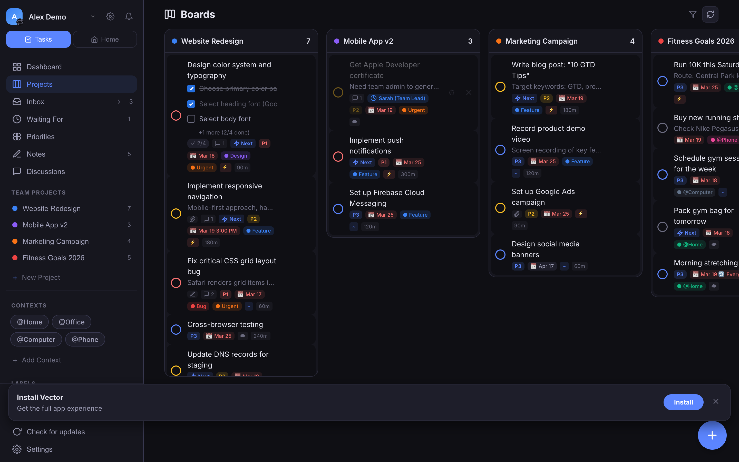 Vector ToDo — Team Boards View